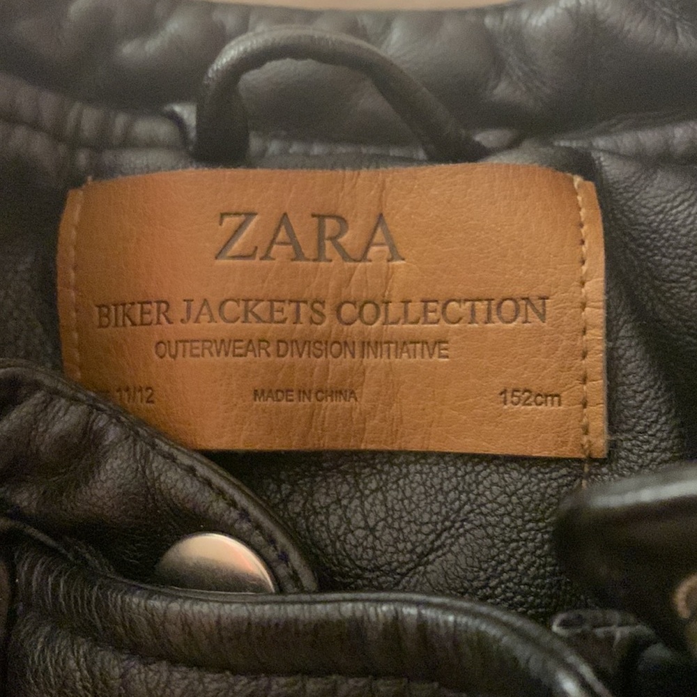 Zara black leather jacket - Picture 2 of 5